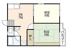 フォーヴル清水 2DKの間取図画像