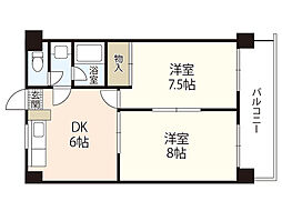 リマーカーブル己斐 2階2DKの間取り