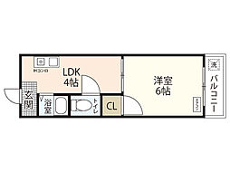 第5野地ビル 3階1DKの間取り