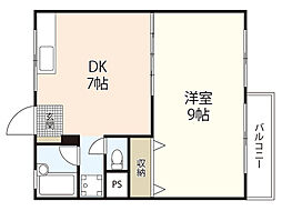 コオリナハウス 1階1DKの間取り