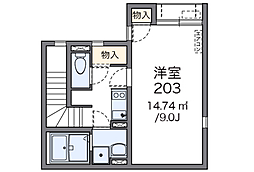 レオネクストプルミエール東雲 2階1Kの間取り