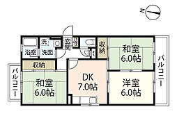 第2コーポ田中 2階3DKの間取り