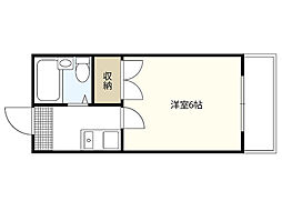 メゾン鹿籠 2階1Kの間取り