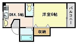 千田ビル 5階1Kの間取り