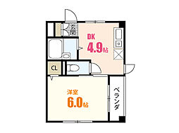 オラージュ 3階1DKの間取り