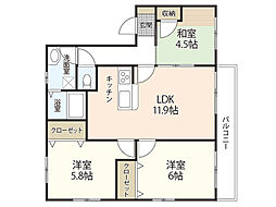 ディアス・エコー 2階3LDKの間取り