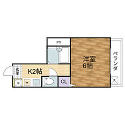 天一ビル 3階1Kの間取り