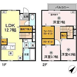 クラシア蟹原 1階3LDKの間取り