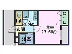 サンモリッツ 1Kの間取図画像