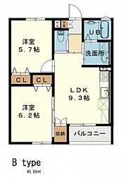 中野APARTMENTS 1階2LDKの間取り