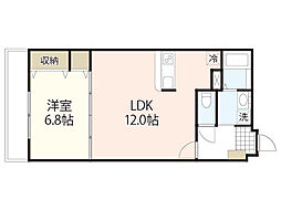ベリーノ竹屋町 8階1LDKの間取り