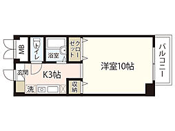 サンスペアリアビル 5階1Kの間取り