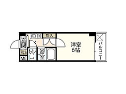 メゾン岩滝 5階1Kの間取り
