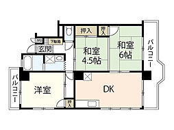 中町松野ビル 5階3DKの間取り