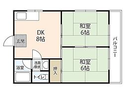 真田ビル 2DKの間取図画像