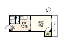 豊明ビル 3階1DKの間取り