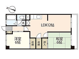 長尾マンション 3階2LDKの間取り