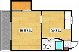 大宮グリーンコーポ 2階1DKの間取り