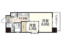 ロイヤルシャトー大須 2階2Kの間取り