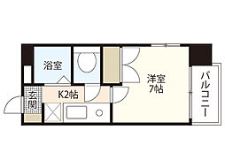 THE KAMINOBORI 4階1Kの間取り