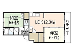 龍の口ハイツ 4階2SLDKの間取り