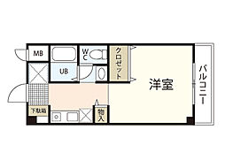 高須カーサベルデ 1階ワンルームの間取り