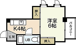 玉井ビル 3階1Kの間取り