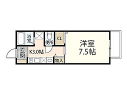 セレスト瀬の川 2階1Kの間取り