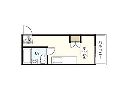 ＬＵＣＩＲ十日市 1階ワンルームの間取り