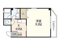 リアライズ 3階1Kの間取り