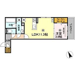 campanella舟入南 1LDKの間取図画像