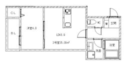K-RESIDENCE 2階1LDKの間取り