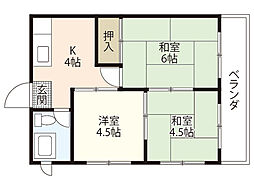 第2大田ビル 4階3Kの間取り