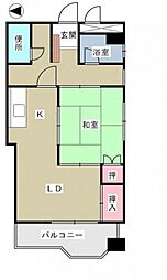 スカイアーク稲荷町 5階1LDKの間取り