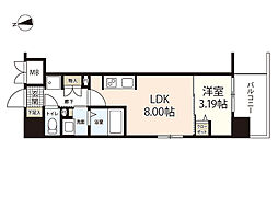 エスポワールI 9階1LDKの間取り