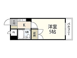 コート上東雲 2階1Kの間取り