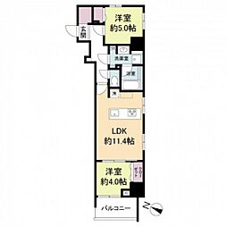 ブランシエスタ広島駅 2階2LDKの間取り