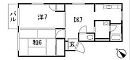 光原第8マンション 1階2DKの間取り