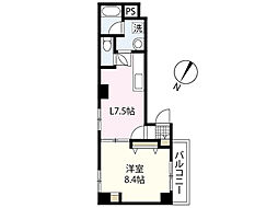 グラディール堺町 3階1LDKの間取り