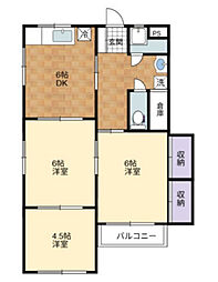 戸坂Mビル 2階3DKの間取り