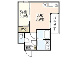 スマイルレジデンス三筋　南館 1階1LDKの間取り