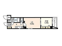 LIFEMENT_K段原 6階1LDKの間取り