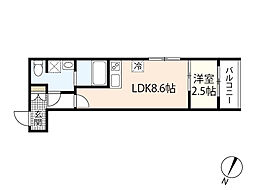 セブンプロート海田市駅前 1階1LDKの間取り