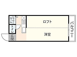 コイウエシールド 2階ワンルームの間取り