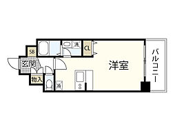 クレセント尼子 4階1Kの間取り