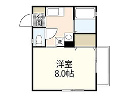 セジュール伴安 1Kの間取図画像