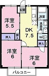ニューシティ山嵜 1階3DKの間取り