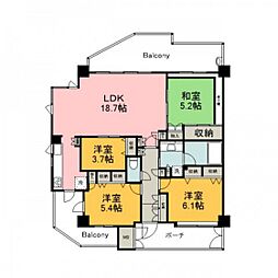 ロイヤルシティパーク庚午中 6階4LDKの間取り
