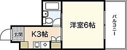 アクアサイド三篠 1Kの間取図画像