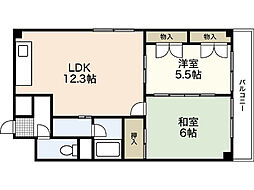 安井マンション 2LDKの間取図画像